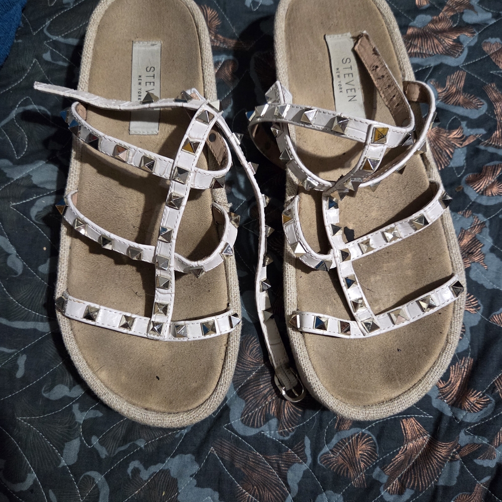 Steve Madden White Studded Sandals